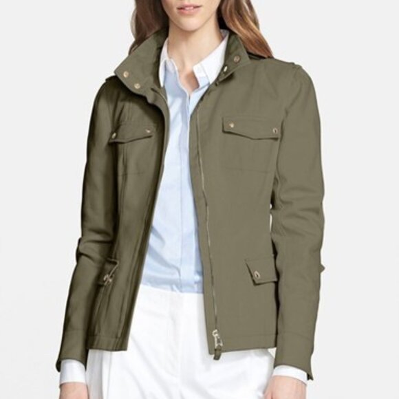 Nordstrom Signature And Caroline Issa Defined Twill Utility Jacket Green Size 4